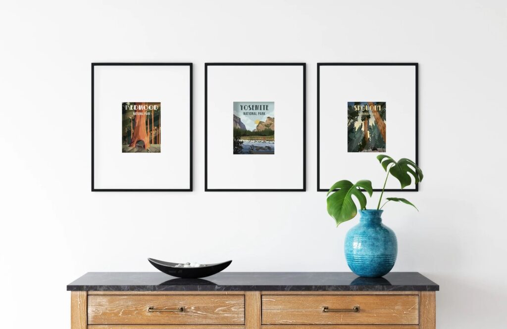 National Parks Gifts National park posters on a wall, posters by WorldVibeStudio