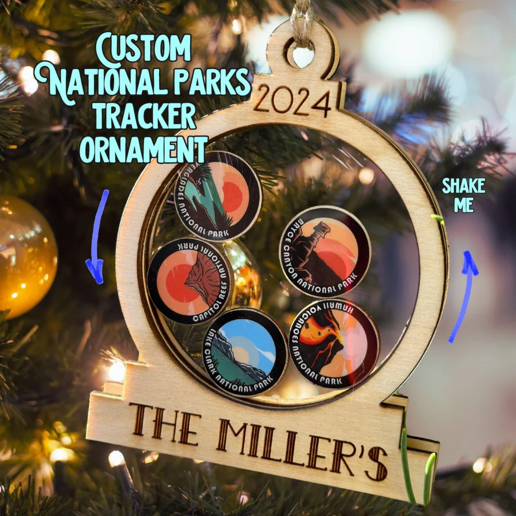 National Parks Gifts personalized ornament from Etsy made by TrackYourAdventure