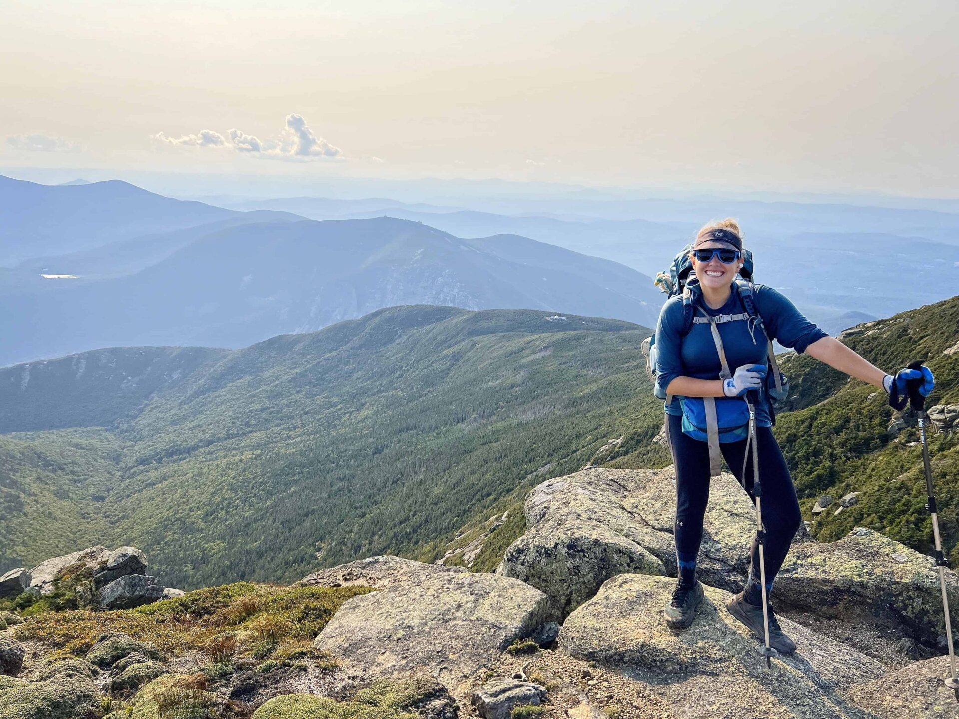 Cindy wearing wet dry gloves on the Appalachian Trail