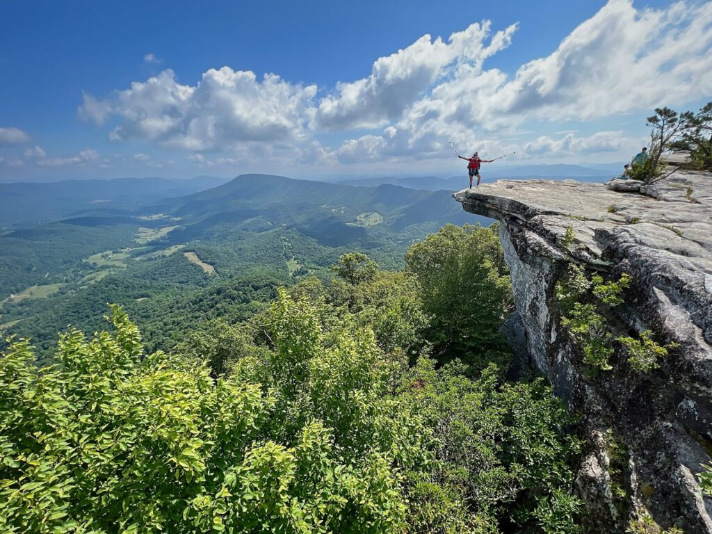 Cindy hiking the Appalachian Trail at McAfee Knob