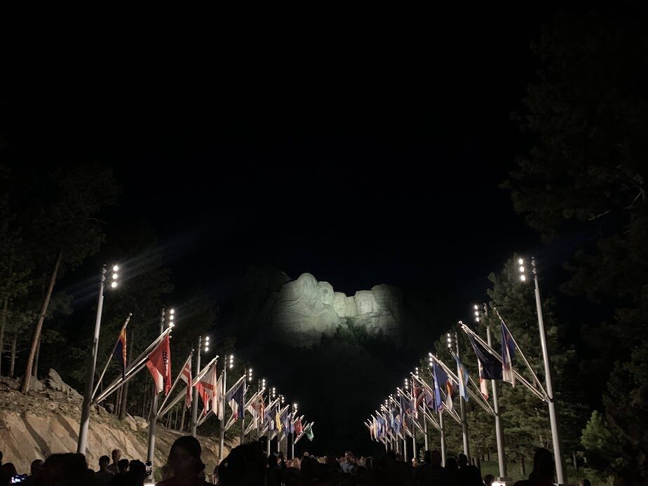Mount Rushmore after the lighting ceremony.