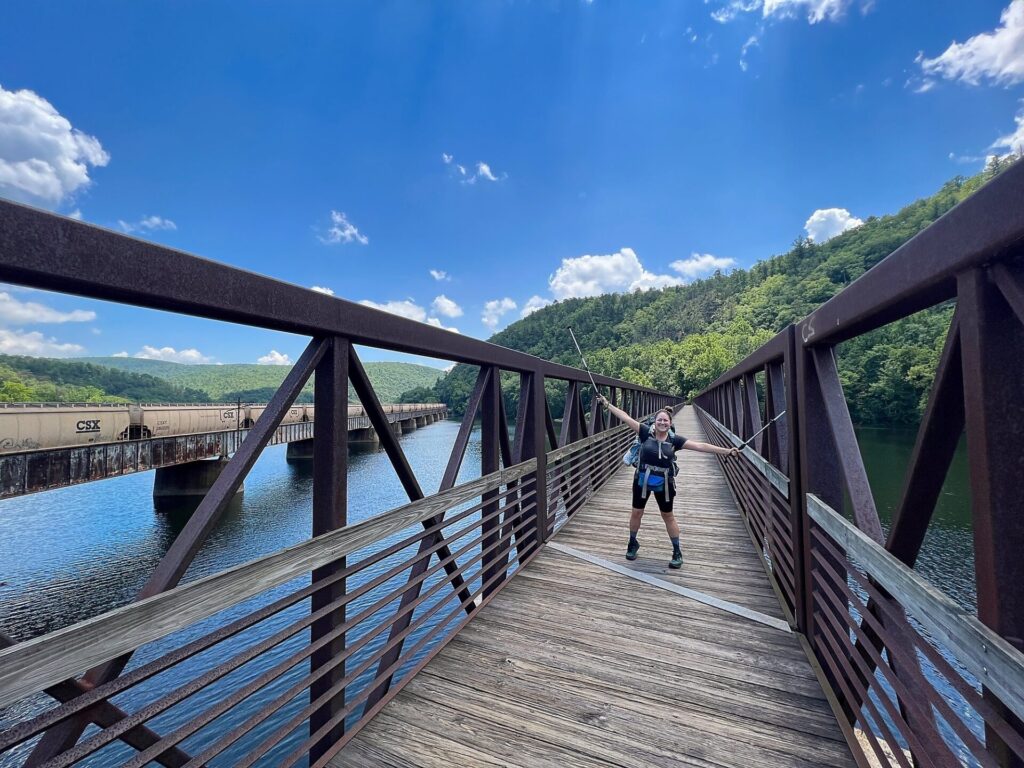 Appalachian Trail Journal Week 13: 800 Miles, Virginia Views & Big Decisions 27 IMG 0649 Cindy on the James River Foot Bridge