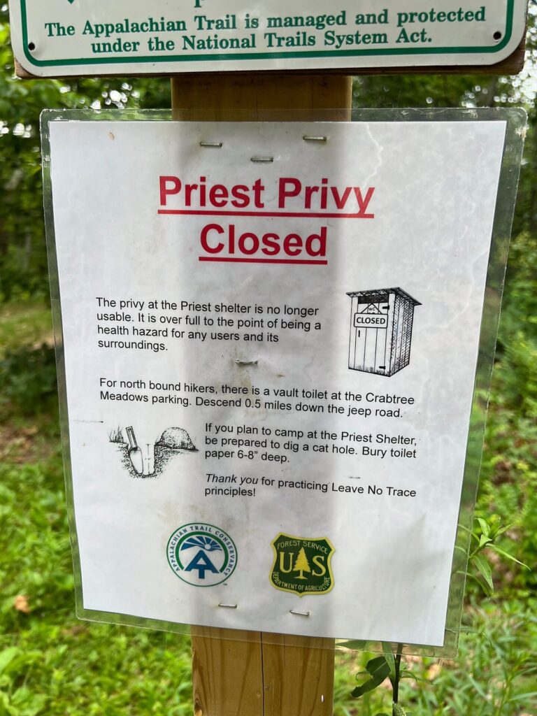 Appalachian Trail Journal Week 13: 800 Miles, Virginia Views & Big Decisions 78 IMG 0912 Priest Privy Closed Sign