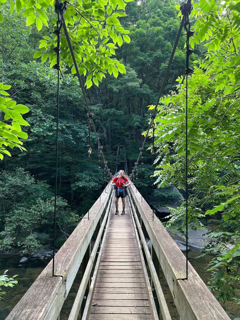 Appalachian Trail Journal Week 13: 800 Miles, Virginia Views & Big Decisions 86 IMG 0952 Cindy on AT bridge in VA