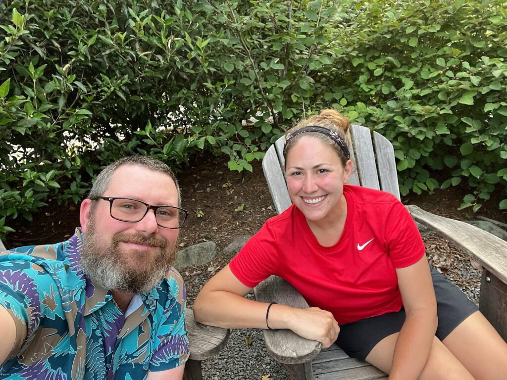 Appalachian Trail Journal Week 13: 800 Miles, Virginia Views & Big Decisions 97 IMG 1064 Barrett and Cindy sitting at Devils Backbone