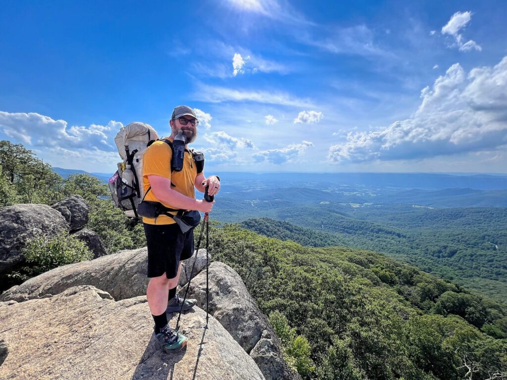 Barrett at Marys Rock on the AT in Shenandoah National Park