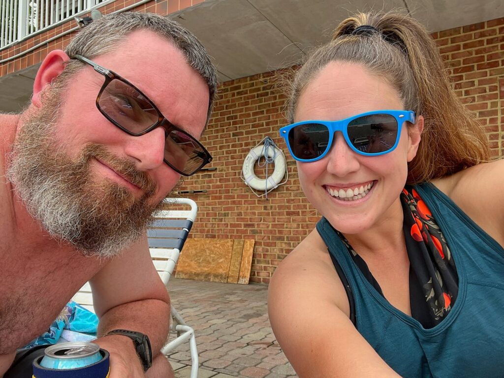 Cindy and Barrett at the pool