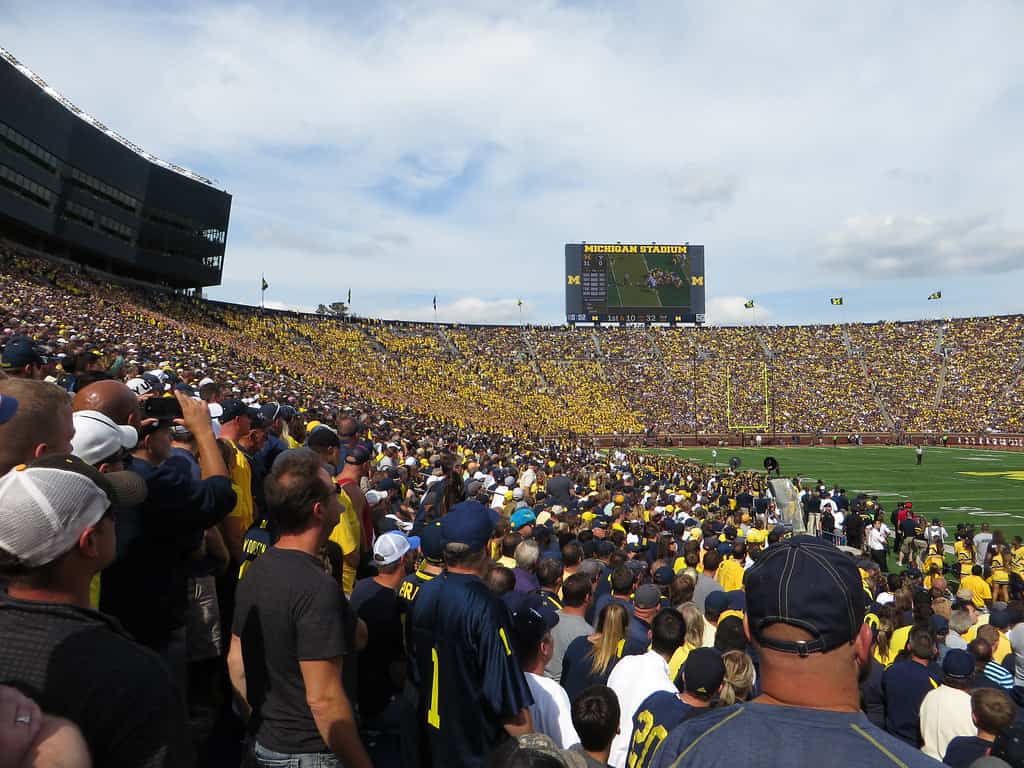 A game happening at Michigan Stadium in Ann Arbor, The Big House