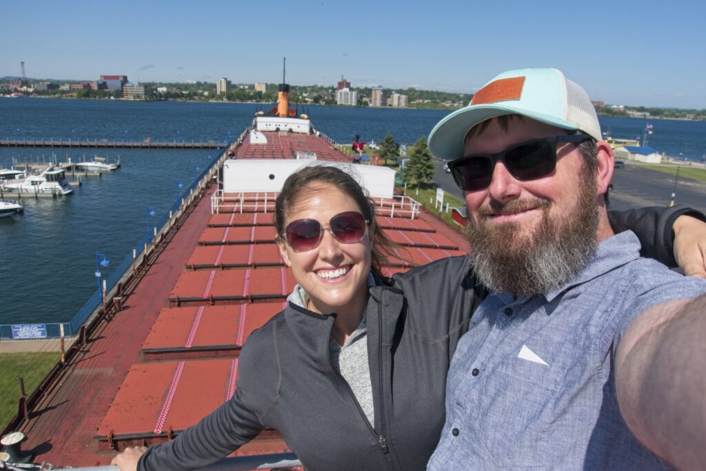 Barrett and I on top of the Museum Ship Valley Camp