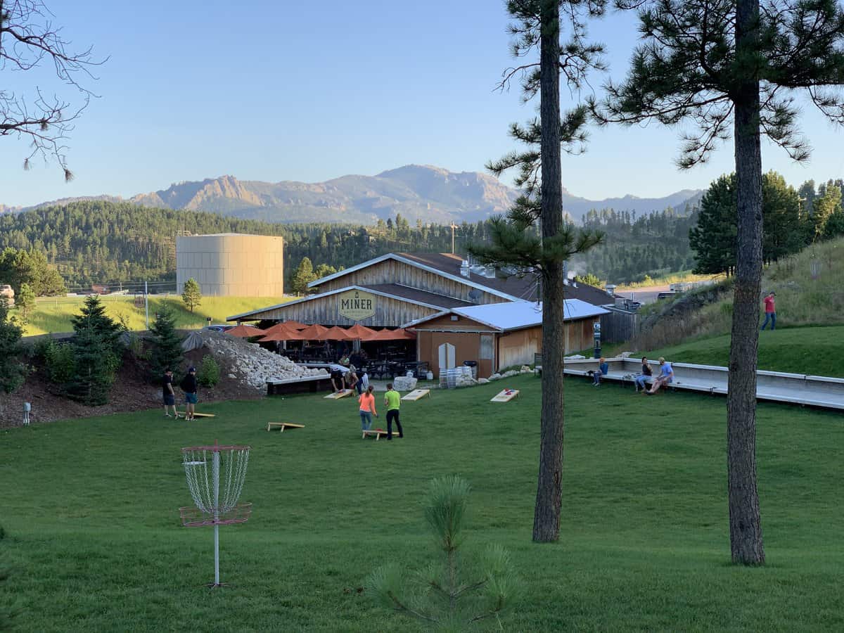 Miner Brewing Company with mountains in the backgrounds